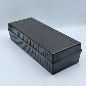 Vintage Black Smoke Lid Plastic Cassette Tape Storage Case Holder 15 Tapes